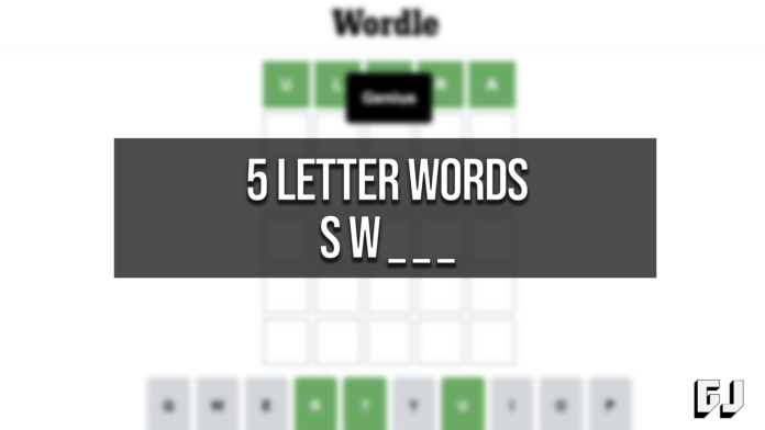 5 Letter Words Starting SW
