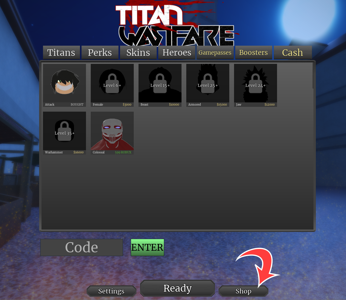 Code d'échange de Titan Warfare