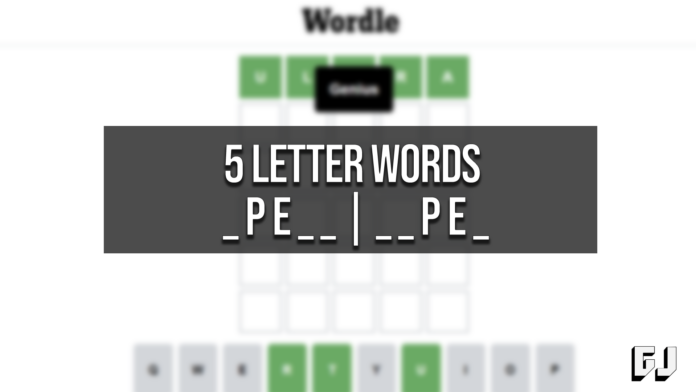 5 Letter Words PE Middle