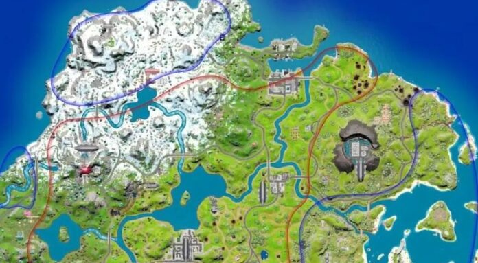 What are the Blue and Red Areas on the Fortnite Map?