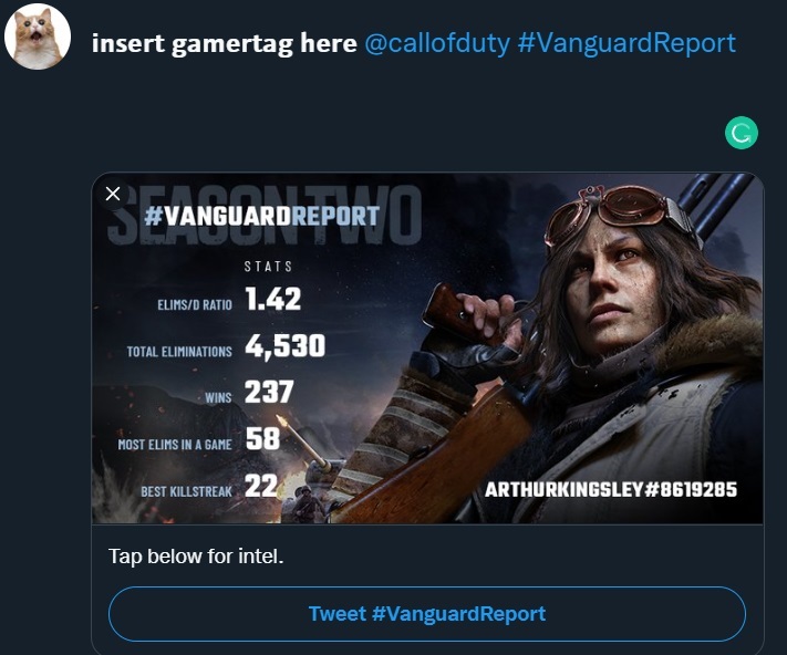 Informe de Call of Duty Cod Vanguard sobre cómo obtener nuevos informes de estadísticas