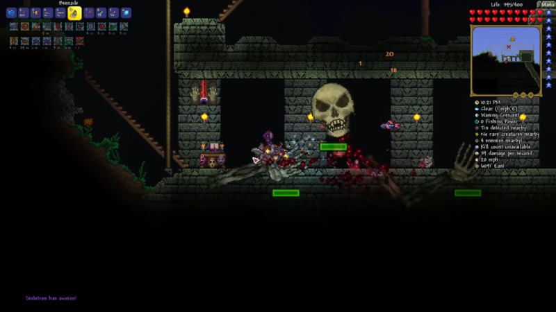 Boss squelette dans Terraria.