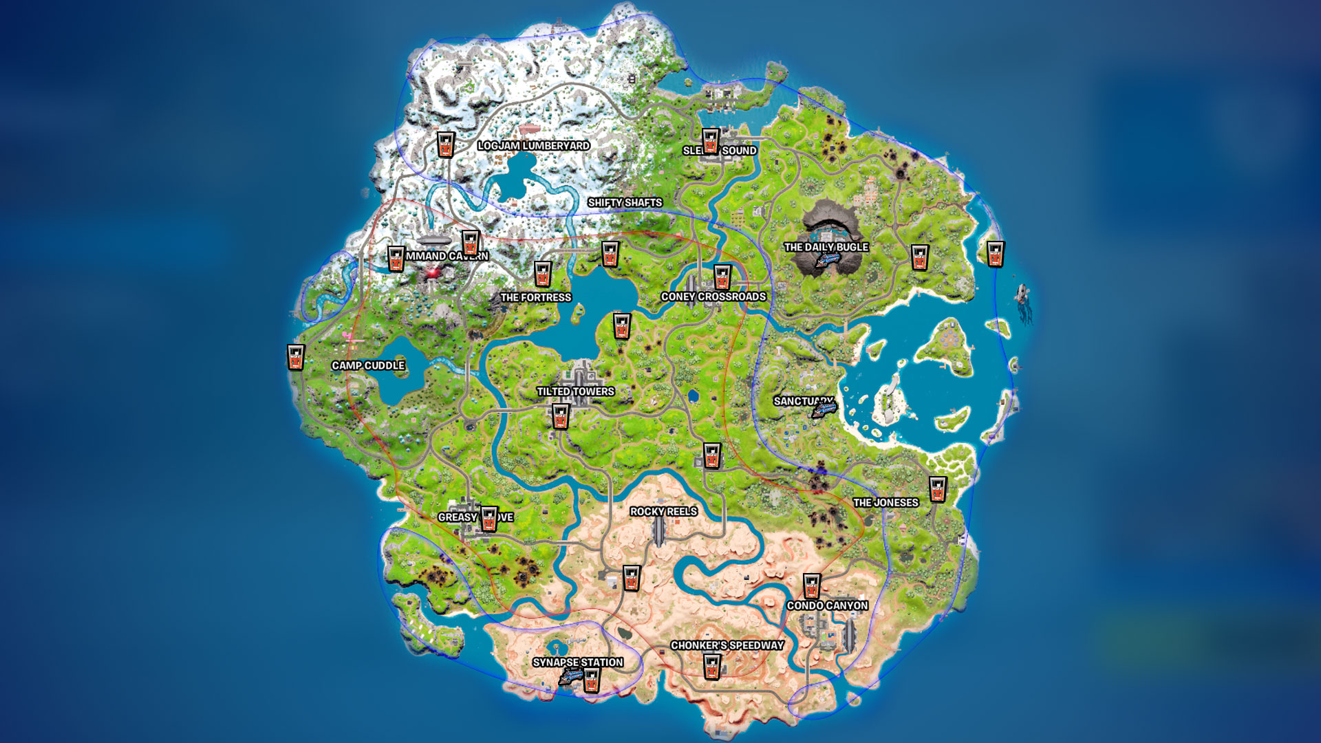 Fortnite Battlebus et emplacements des stations-service dans le chapitre 3 de la saison 2