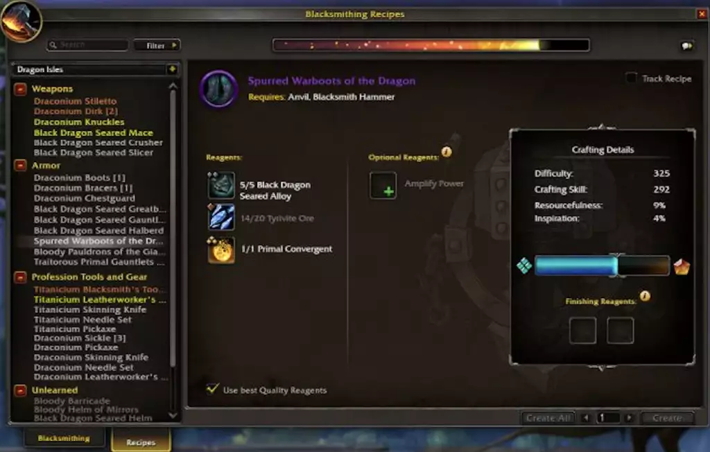 Ordres d'artisanat de la profession World of Warcraft
