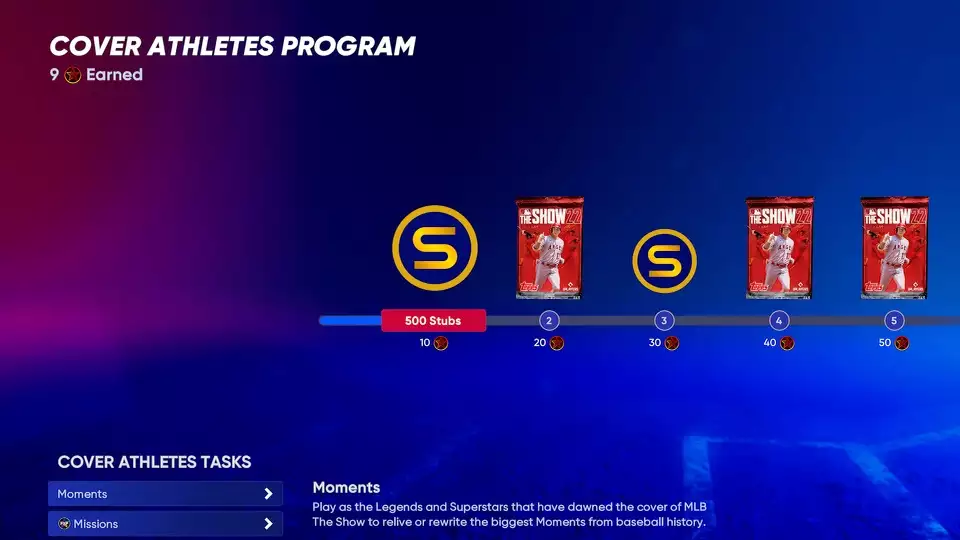 MLB The Show 22 Cover Athlètes Program Rewards Track page 1