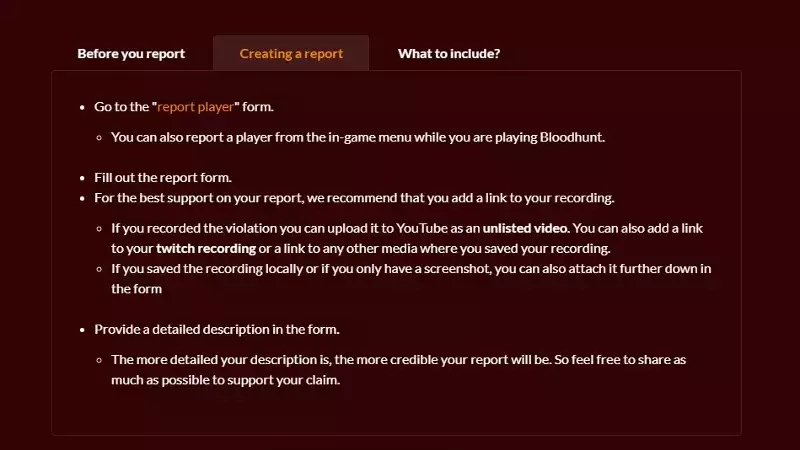 Lorsque vous signalez un joueur dans Bloodhunt, assurez-vous d'inclure toutes les informations pertinentes et assurez-vous que votre signalement est légitime.