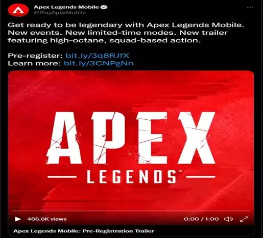 Le pré-enregistrement est ouvert pour apex legends mobile comme indiqué dans le tweet ci-dessous.