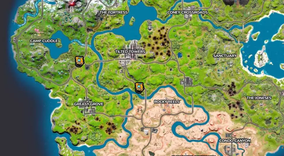 Emplacements des sacs à dos Sensor dans Fortnite Chapter 3 Season 2.