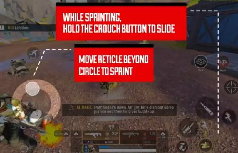 Apex Legends Mobile glissant comment faire glisser le guide de mouvement accroupi écran tactile appareils android ios