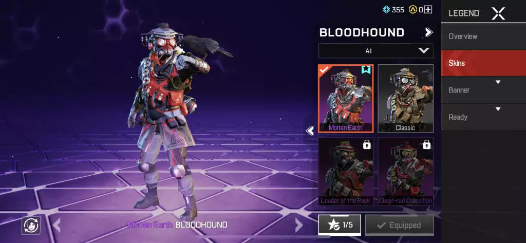 Peau de légende épique Bloodhound de Molten Earth dans Apex Legends Mobile.