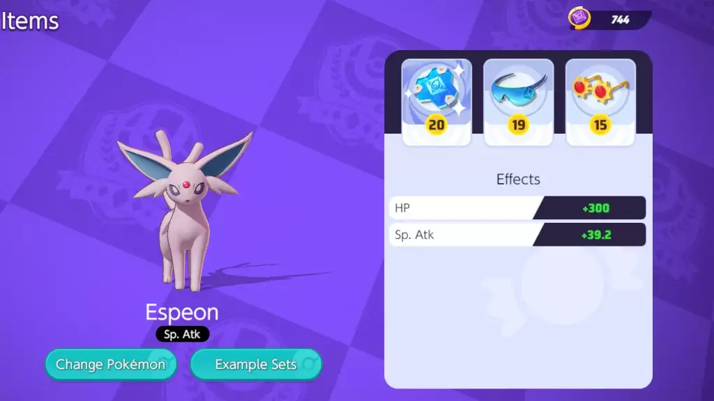 Objets détenus par Espeon pokemon unite