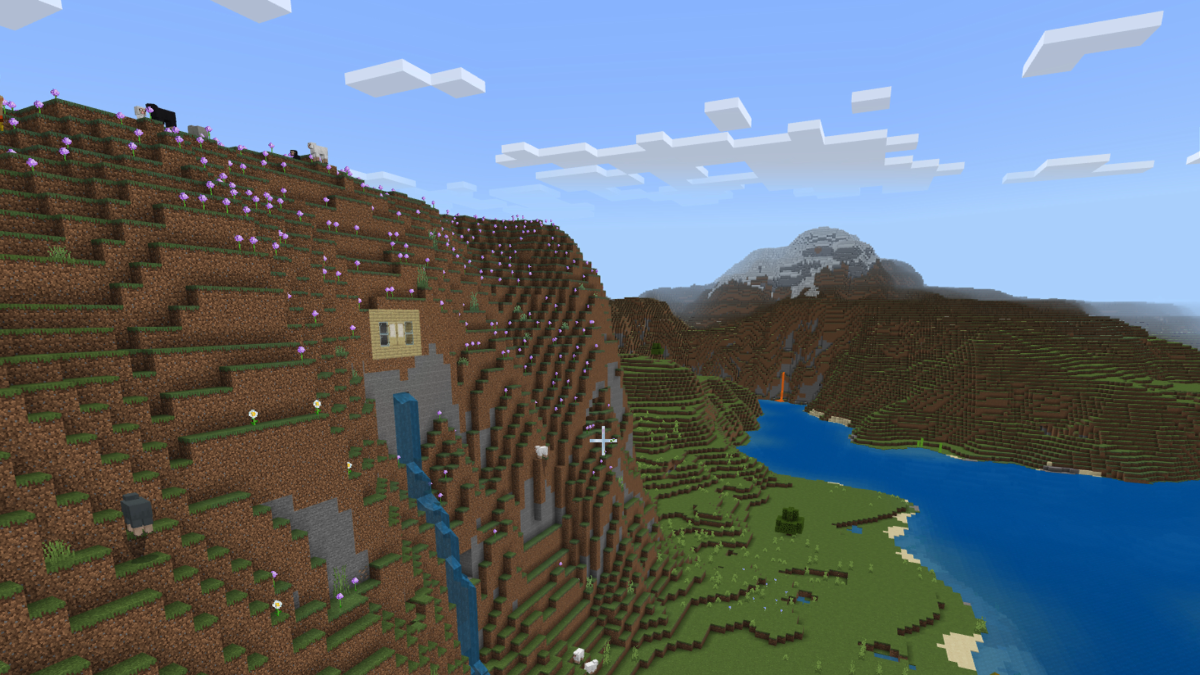 Maison Minecraft à flanc de montagne