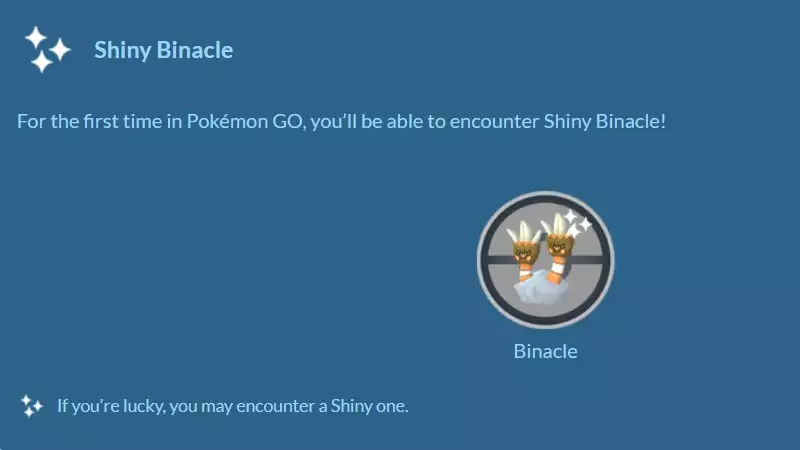Binacle Shiny Pokémon ALLER