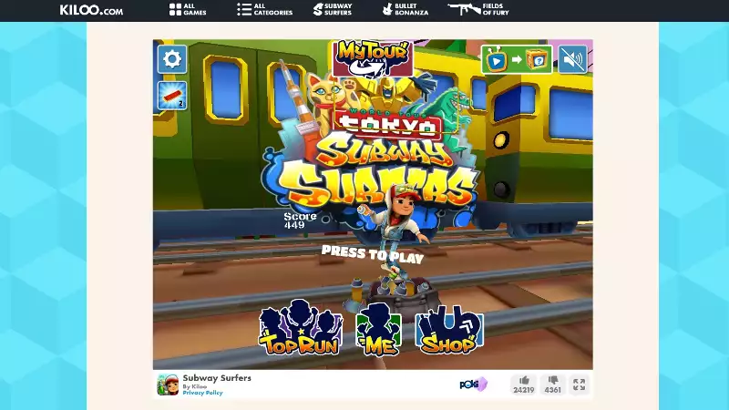 Comment jouer à Subway Surfers en ligne sur le jeu par navigateur sur le site officiel de Kiloo