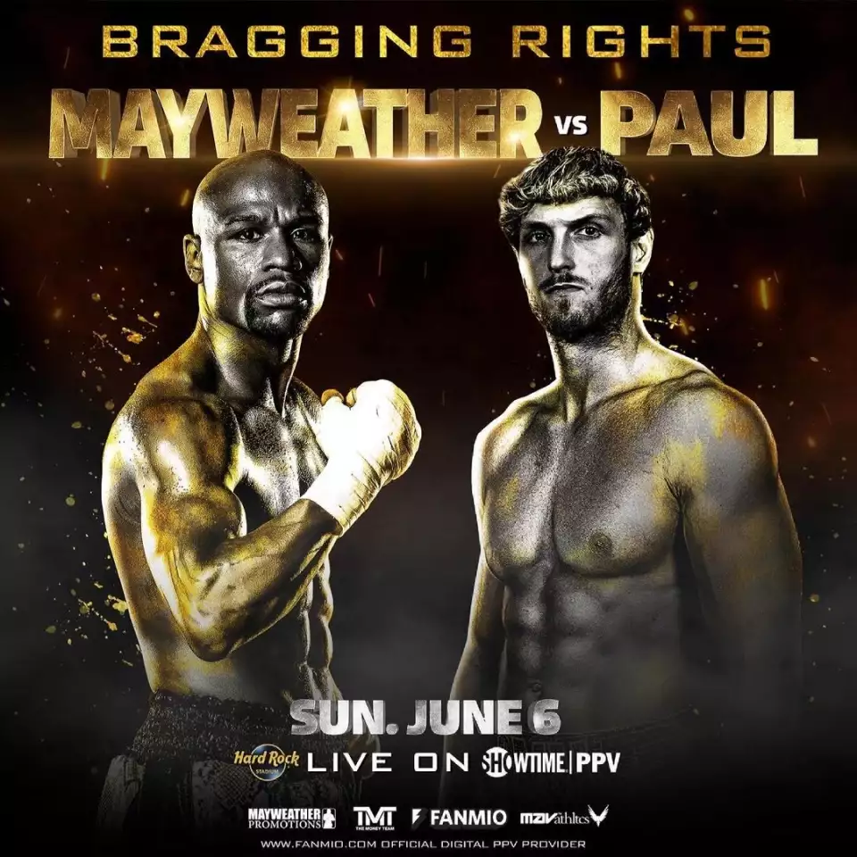 Affiche de boxe Logan Paul contre Floyd Mayweather