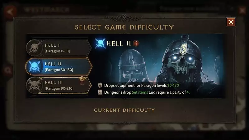 Diablo Immortal difficulté du jeu paramètres exigences niveaux équipement cote de combat des monstres