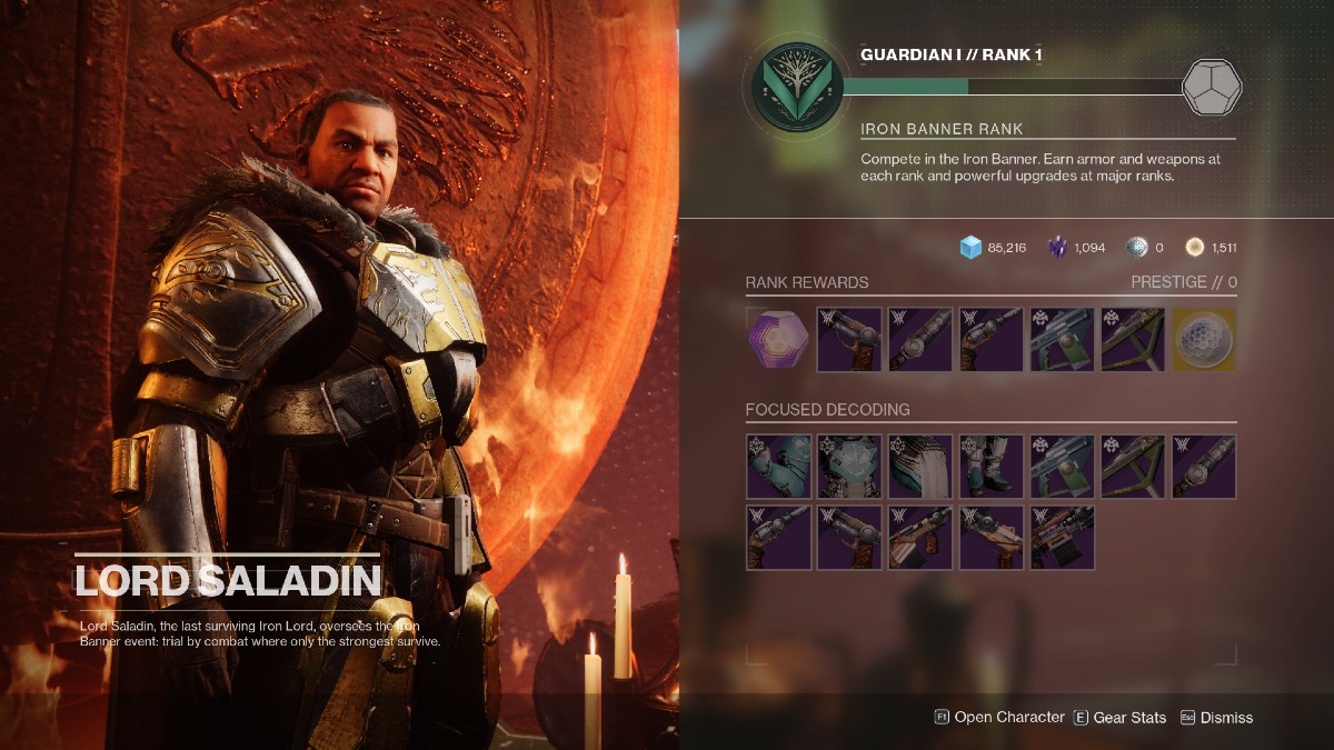 Destiny 2 Iron Banner Tägliche Herausforderung für den Saladin-Verkäuferbildschirm