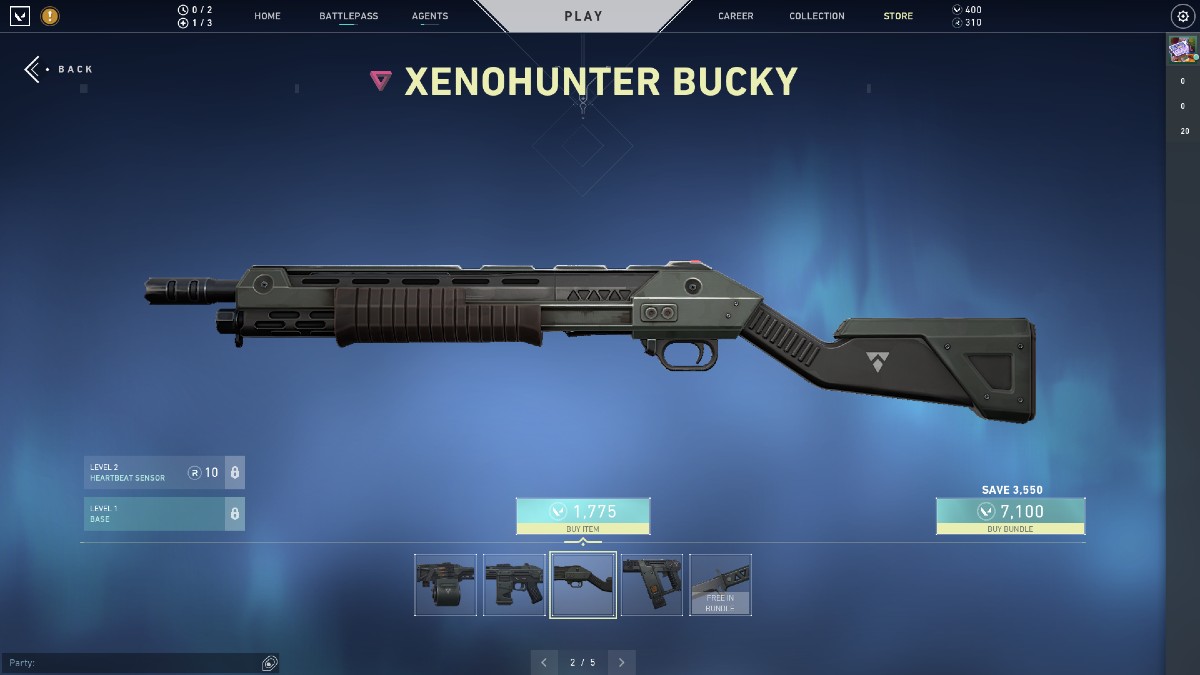 Peau VALORANT Xenohunter Bucky.