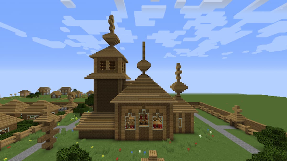 Capture d'écran du temple orthodoxe grec de Minecraft