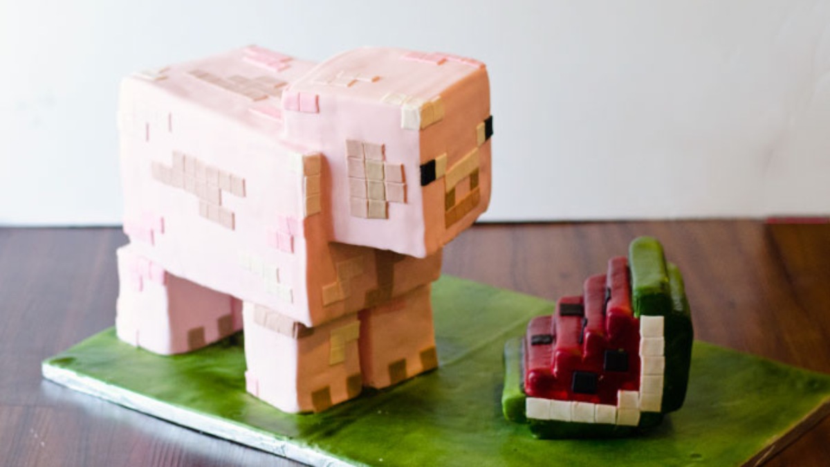 Gâteau Minecraft Cochon 3D
