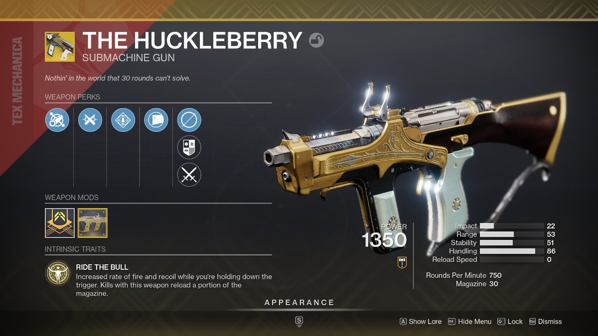 Comment obtenir le catalyseur Huckleberry dans Destiny 2 - Huckleberry en inventaire