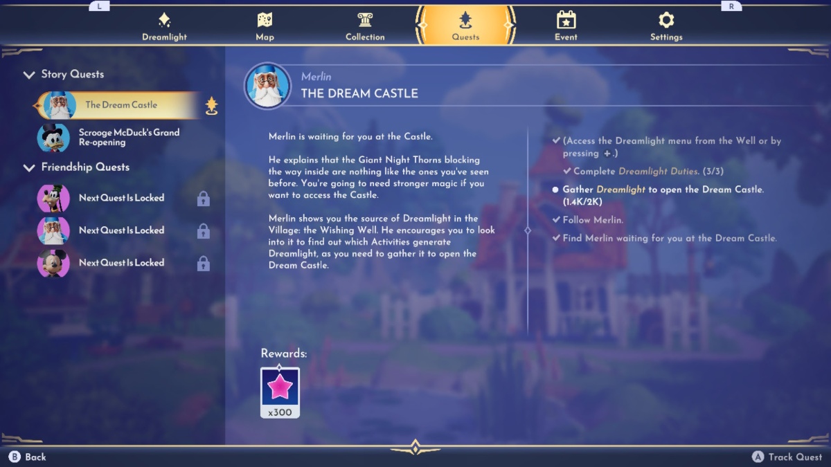Journal de quête Disney Dreamlight Valley