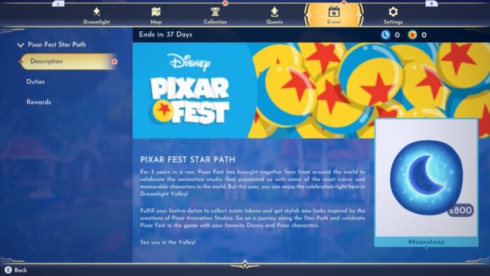 Disney Dreamlight Valley Pixar Fest Star Path