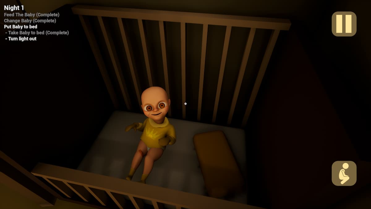 Le bébé en jaune dans un berceau Capture d'écran