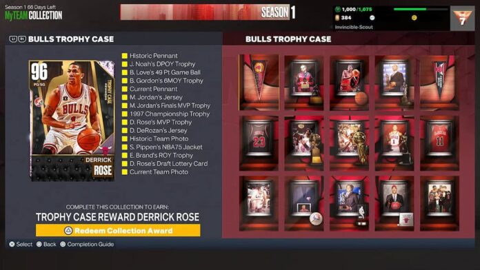 nba 2k23 screenshot of derrick rose my team card