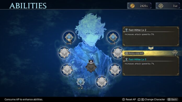 a menu screen with a blue-tinted young man