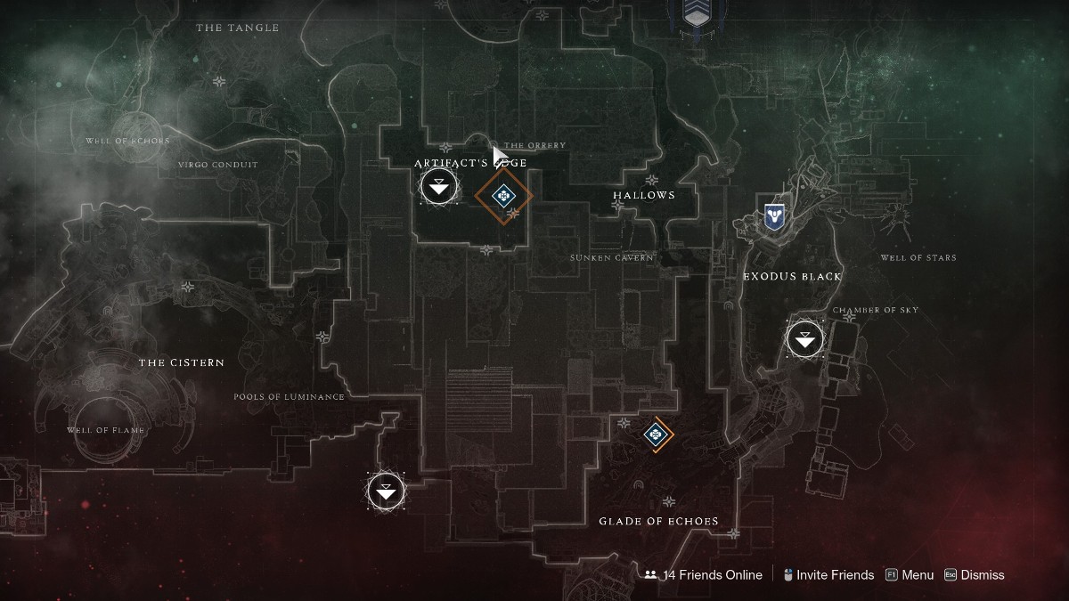 Destiny 2 Vex tue la ferme - l'emplacement du secteur perdu d'Orrery sur la carte.