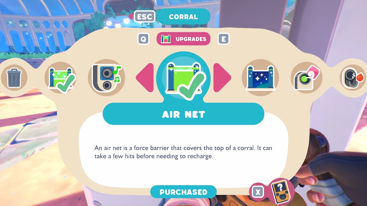 menu corral dans slime rancher 2