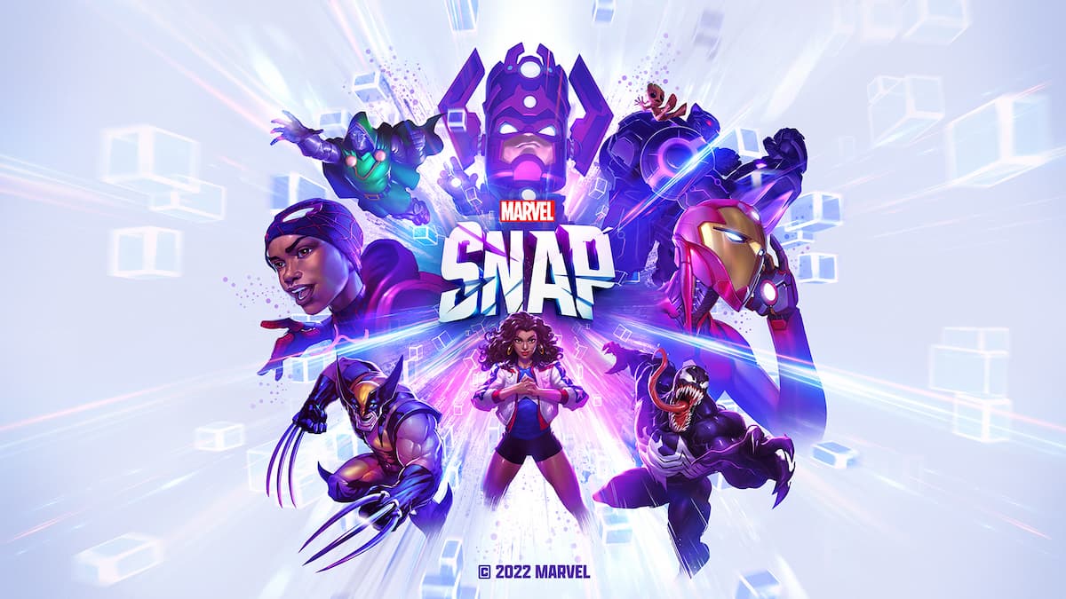 Personnages de Marvel Snap entourant le logo du jeu