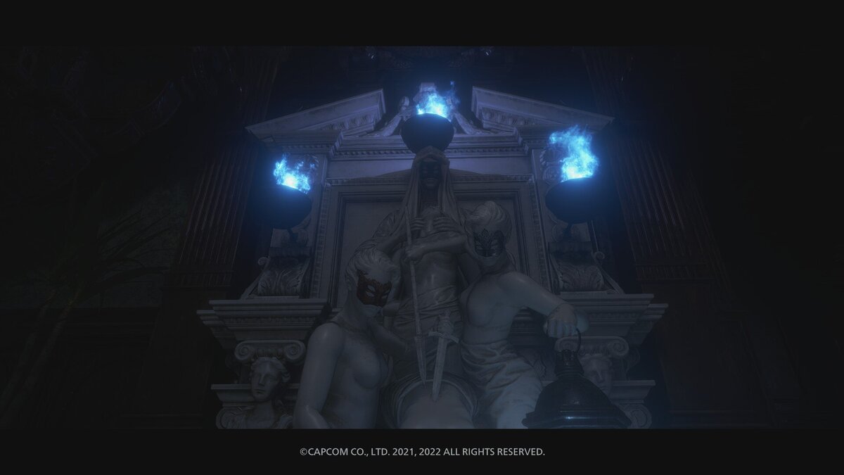Les trois masques de l'extension DLC de Winters pour Resident Evil Village