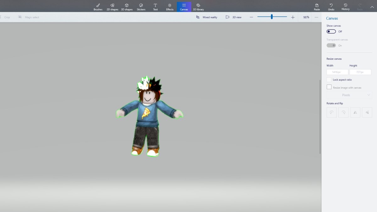 Capture d'écran Roblox dans Paint 3D