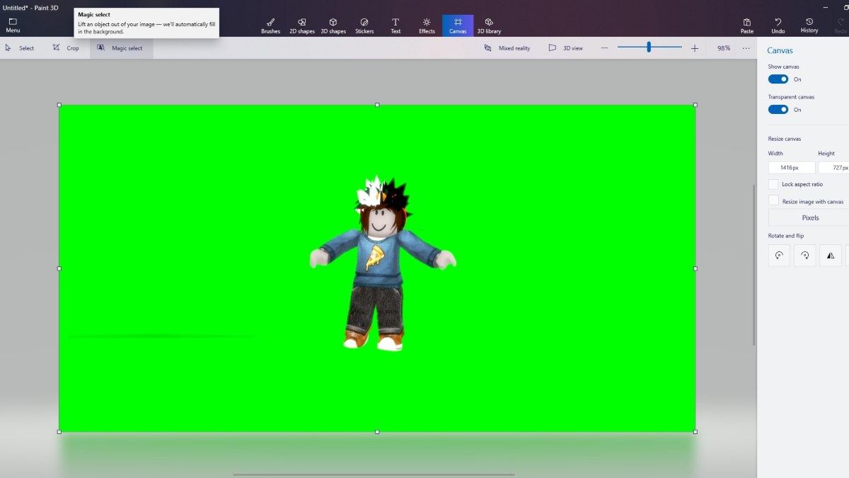 Capture d'écran Roblox dans Paint 3D