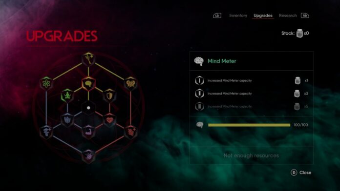 Upgrades Screen with branching choices