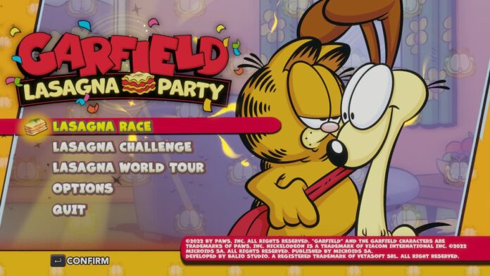 Garfield Lasagne Party menu