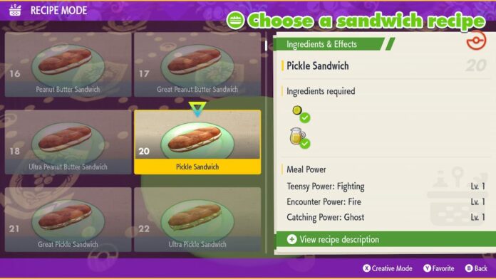 pokemon scarlet violet pickle sandwich