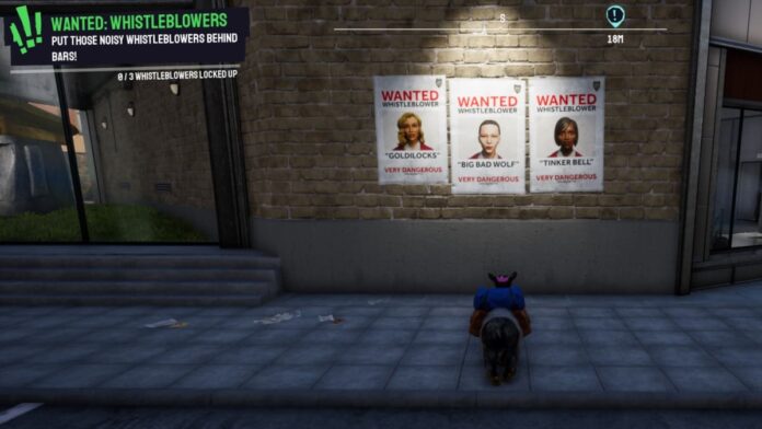 Wanted posters of Whistleblowers in Goat Simulator 3