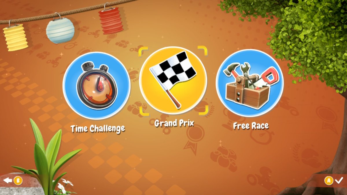 Écran de sélection des modes de jeu Schtroumpfs Kart