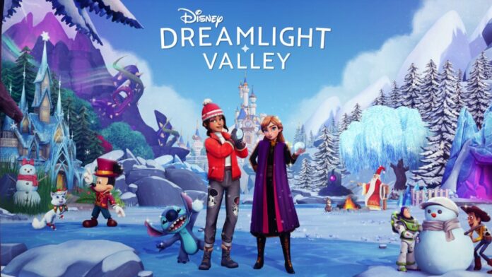 Disney Dreamlight Valley Winter Image with festive characters