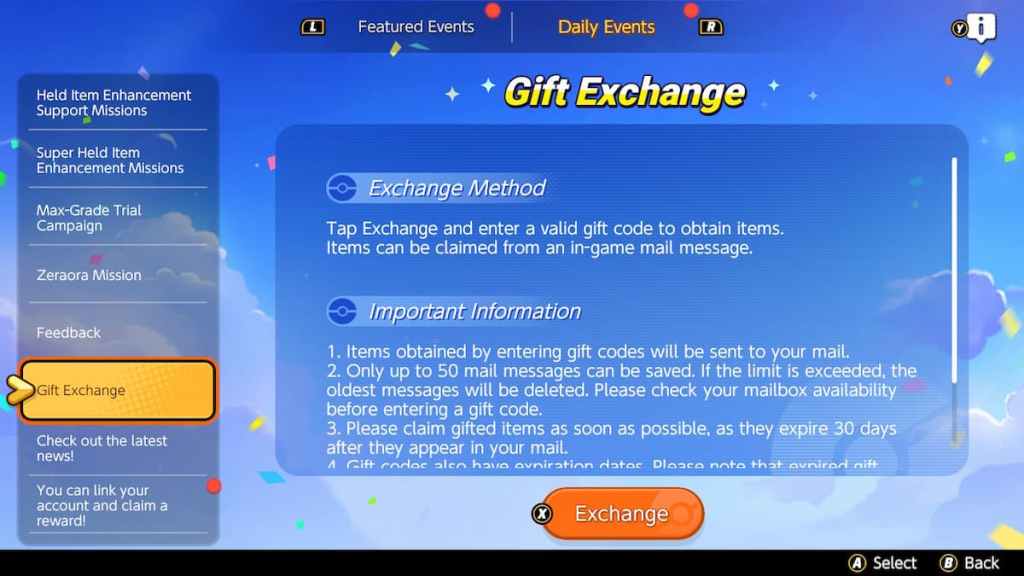 Échange de cadeaux dans Pokemon Unite