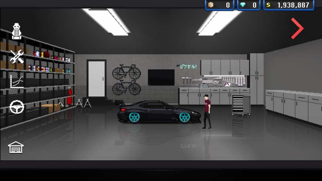 Garage de voiture de course de voiture de pixel