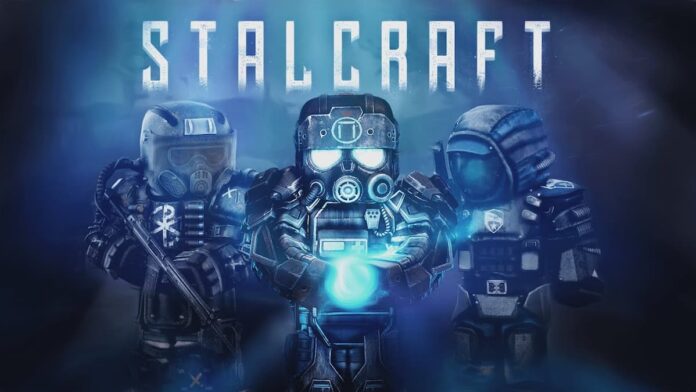 Stalcraft playable characters standing in the cover image of  the game.