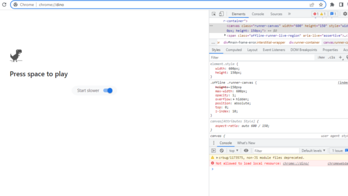 Inspecting the Chrome Dino Game