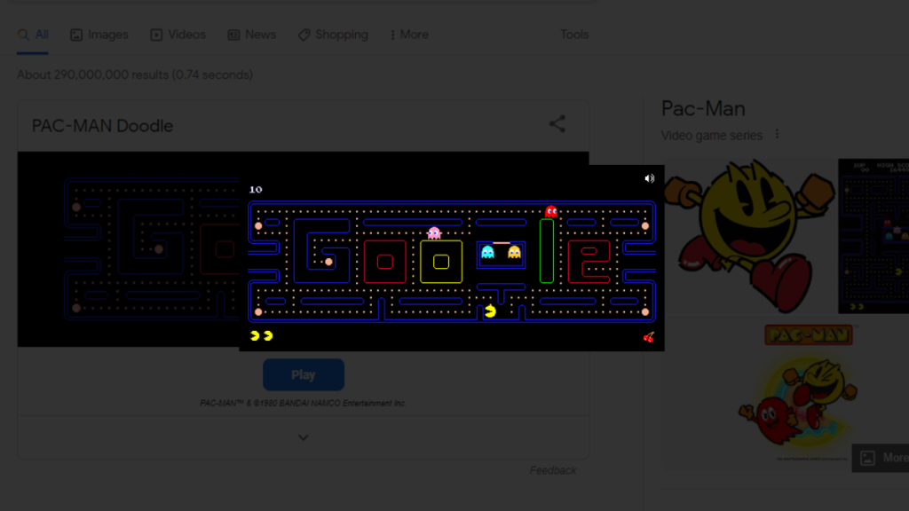 Pac Man sur Google