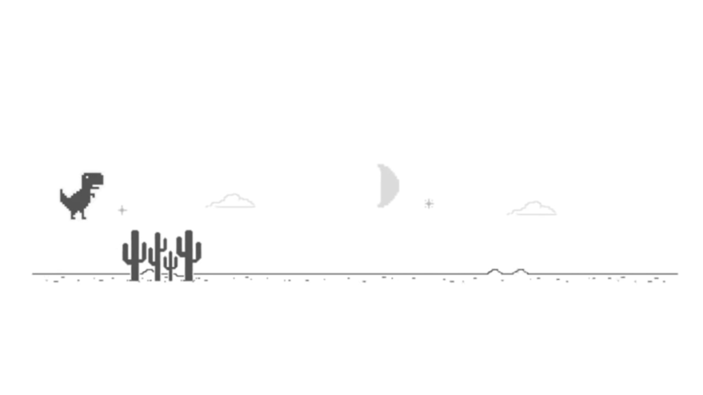 Sauter à travers les cactus dans le jeu Dino Google Chrome