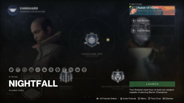 Destiny 2 Grandmaster Nightfall guide - Nightfall launch screen.