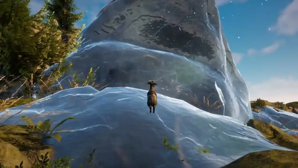 Chèvre sautillant sur la glace dans Goat Simulator 3